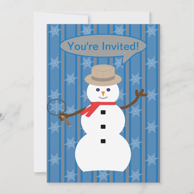 Fun and Fancy Christmas Snowman Detective Invitation (Front)