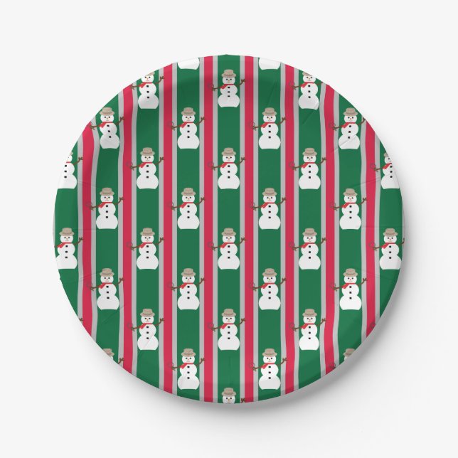 Fun and Fancy Christmas Snowman Detective Paper Plate (Front)
