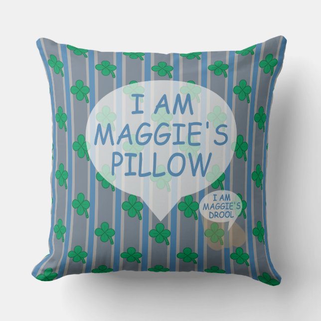 Fun and Fancy Customizable 4 Leaf Clover Throw Pillow (Front)