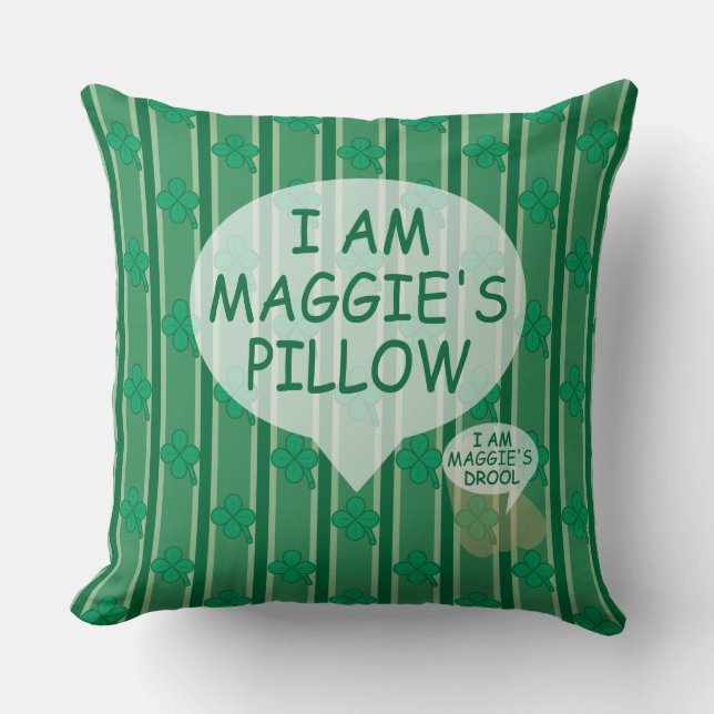 Fun and Fancy Customizable 4 Leaf Clover Throw Pillow (Front)