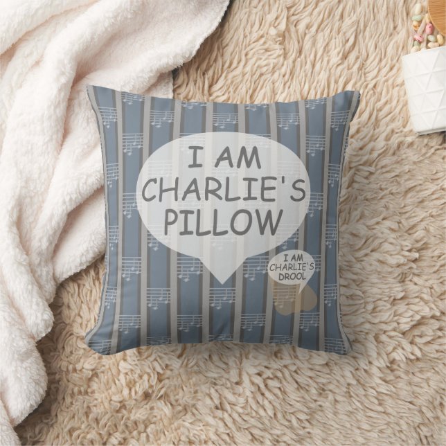 Fun and Fancy Customizable Grey Music Note Throw Pillow (Blanket)