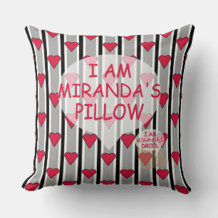 Fun and Fancy Customizable Heart Striped Throw Pillow