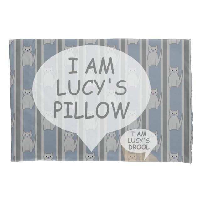 Fun and Fancy Customizable Kitty Striped Pillowcase (Front)