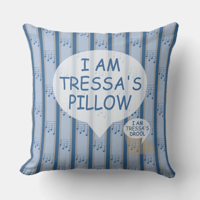 Fun and Fancy Customizable Music Note Striped Throw Pillow (Front)
