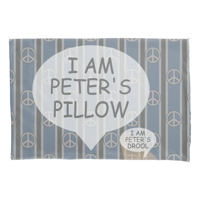 Fun and Fancy Customizable Peace Sign Striped Pillowcase (Front)