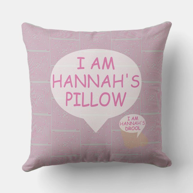 Fun and Fancy Customizable Pink Maze Throw Pillow (Back)
