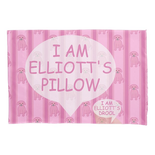 Fun and Fancy Customizable Puppy Striped Pillowcase (Front)