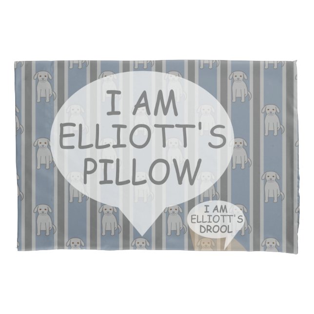 Fun and Fancy Customizable Puppy Striped Pillowcase (Front)