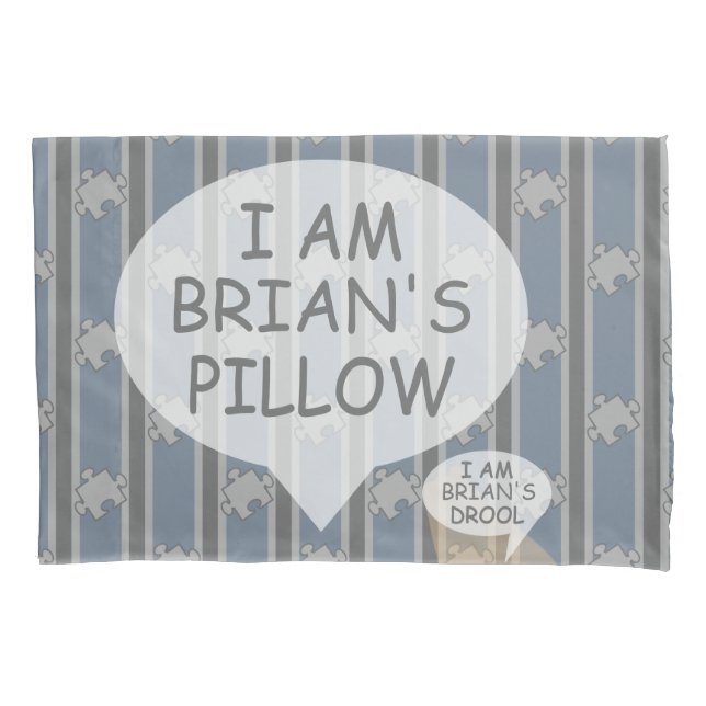 Fun and Fancy Customizable Puzzle Piece Striped Pillowcase (Front)