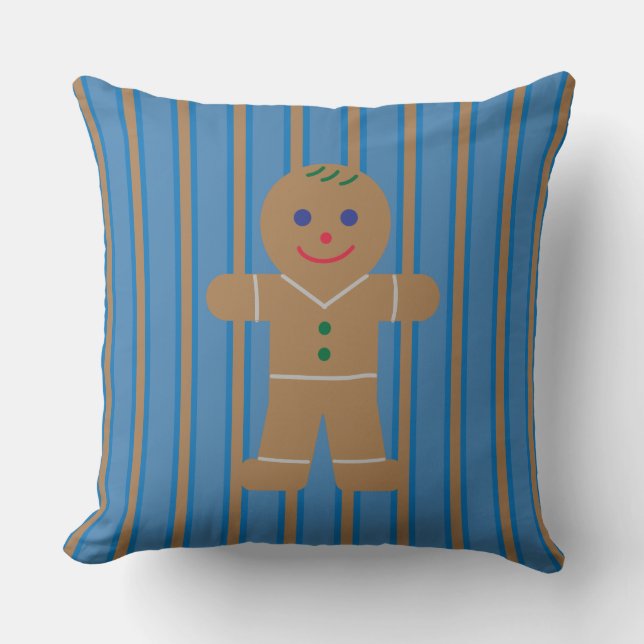 Fun and Fancy Gingerbread Man Throw Pillow (Front)