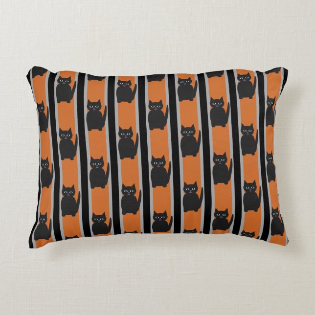 Fun and Fancy Halloween Black Cats Accent Pillow (Front)