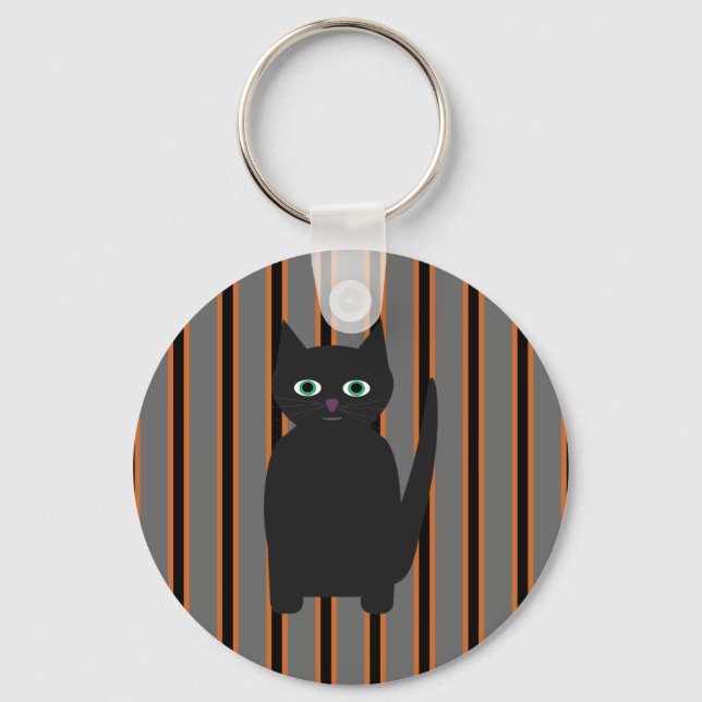 Fun and Fancy Halloween Black Cats Keychain (Front)