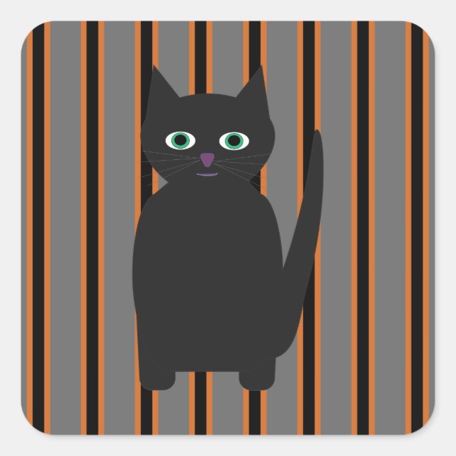 Fun and Fancy Halloween Black Cats Square Sticker (Front)