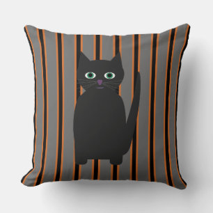 Fun and Fancy Halloween Black Cats Throw Pillow