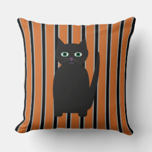 Fun and Fancy Halloween Black Cats Throw Pillow