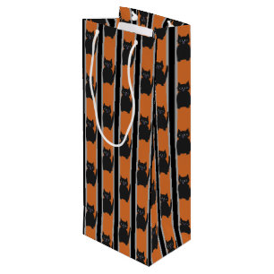 Fun and Fancy Halloween Black Cats Wine Gift Bag