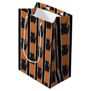 Fun and Fancy Halloween Black Silhouette Cats Medium Gift Bag