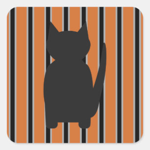 Fun and Fancy Halloween Black Silhouette Cats Square Sticker
