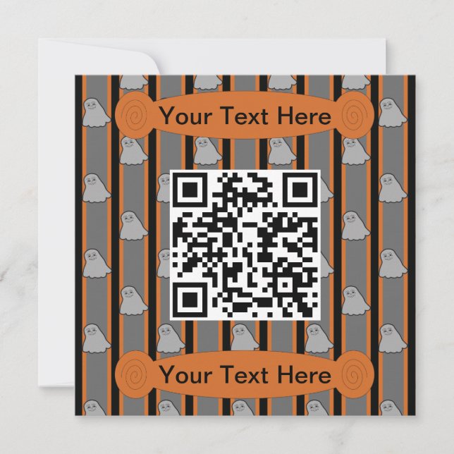 Fun and Fancy Halloween Ghost QR Code Invitation (Front)