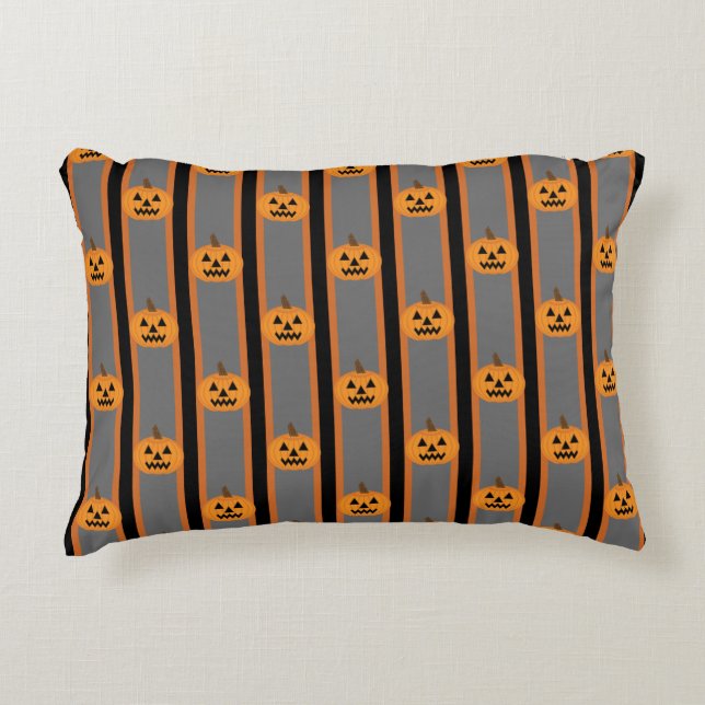 Fun and Fancy Halloween Pumpkins Accent Pillow (Front)
