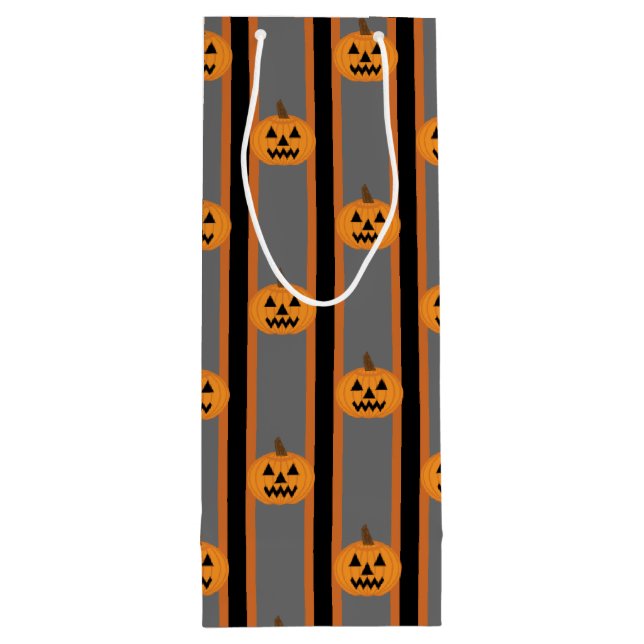 Fun and Fancy Halloween Pumpkins Wine Gift Bag (Back)