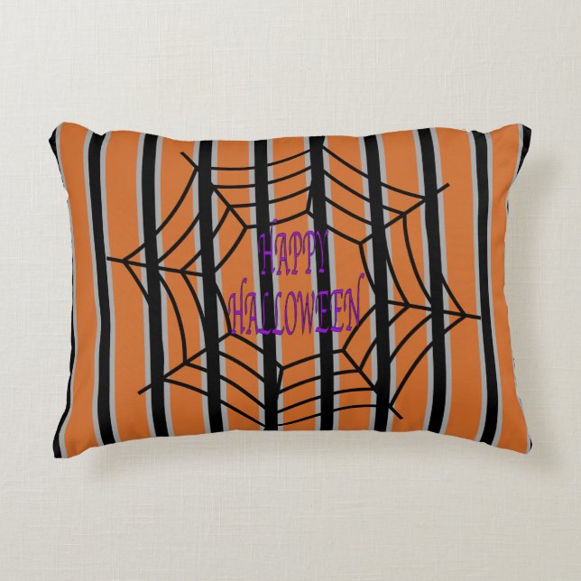 Fun and Fancy Halloween Spider Webs Accent Pillow (Front)