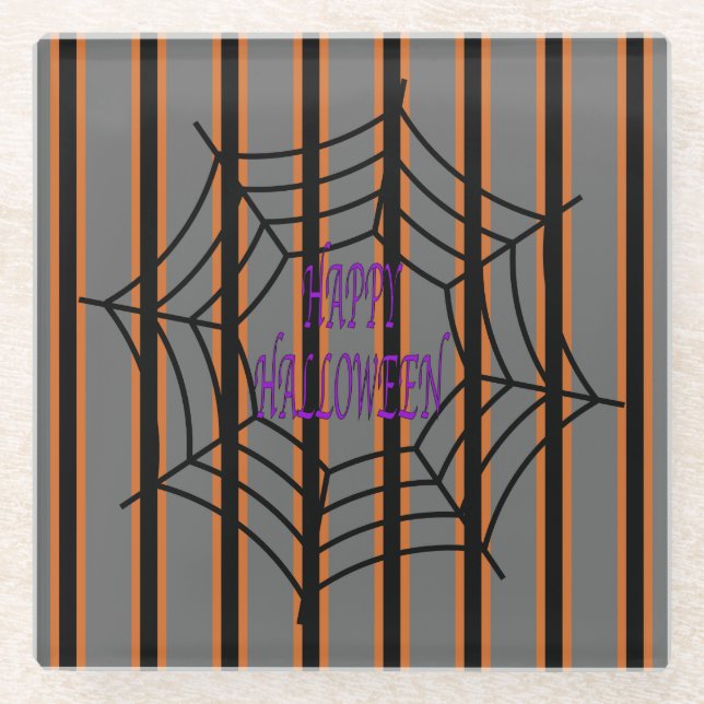Fun and Fancy Halloween Spider Webs Glass Coaster (Front)