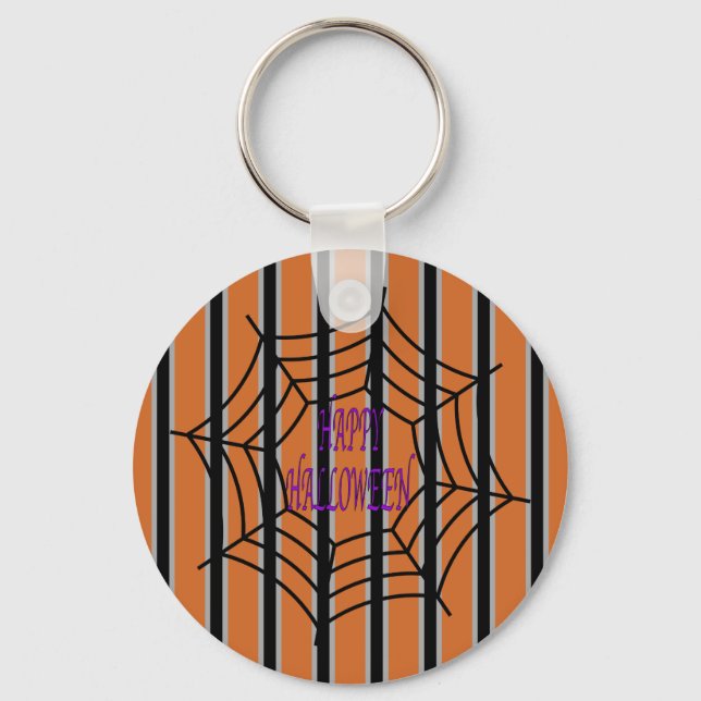 Fun and Fancy Halloween Spider Webs Keychain (Front)