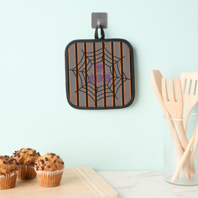Fun and Fancy Halloween Spider Webs Pot Holder (Insitu(Hanging))