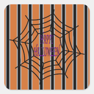 Fun and Fancy Halloween Spider Webs Square Sticker