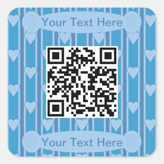 Fun and Fancy Heart QR Code Square Sticker (Front)