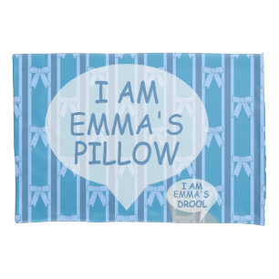 Fun and Fancy I Am Striped Blue Bow Pillow Pillowcase