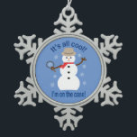 Fun and Fancy It's All Cool Snowman Detective Snowflake Pewter Christmas Ornament<br><div class="desc">Fun and Fancy Design with fun icons on a background of stripes for a formal and stylish effect to enhance your décor and add a festive touch. A more traditional design. For parties, decorating, entertaining, or just for fun. Great holiday gifts for all ages. A variety of products and colours...</div>