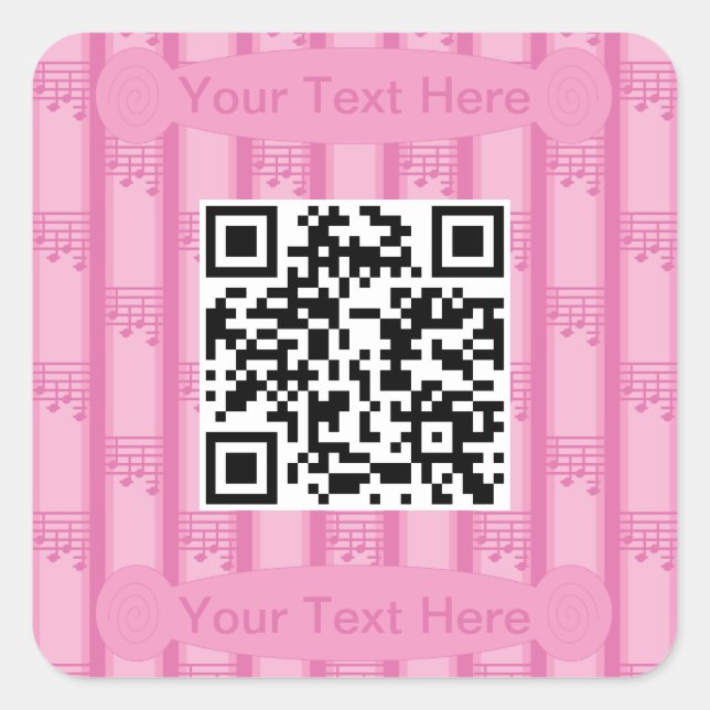Fun and Fancy Music Notes QR Code Square Sticker (Front)