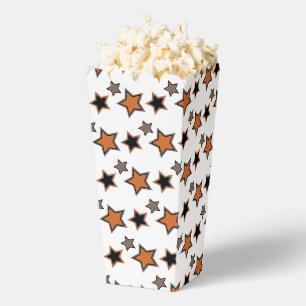 Fun and Fancy Orange Grey and Black Stars Popcorn Favor Box