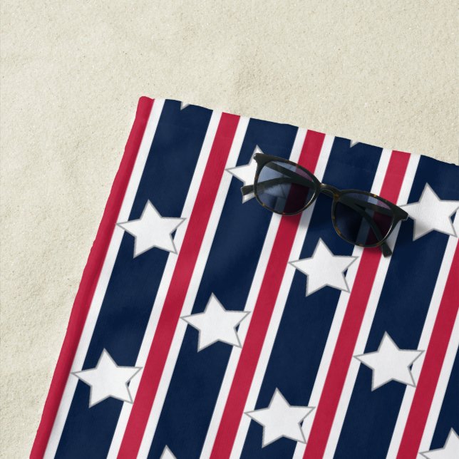 Fun and Fancy Patriotic Stars and Stripes Beach Towel (In Situ)