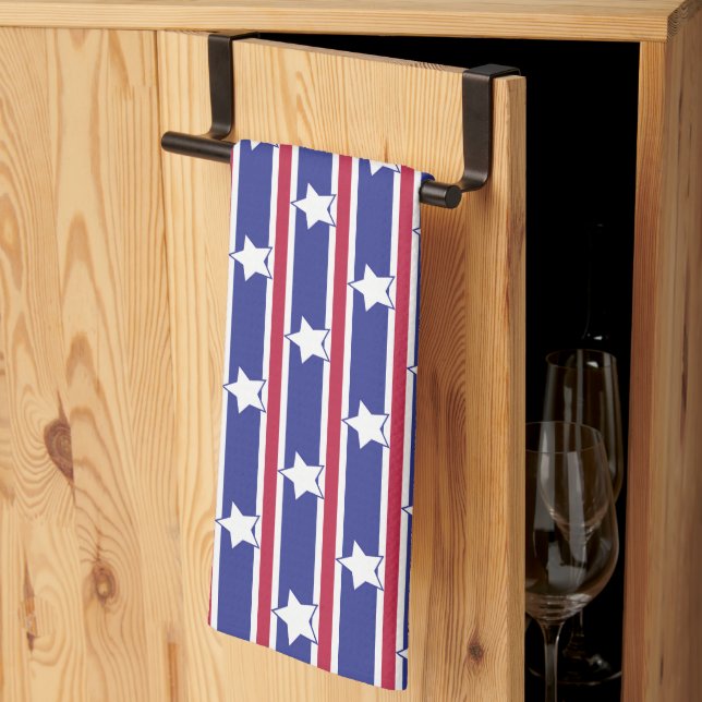 Fun and Fancy Patriotic Stars and Stripes Kitchen Towel (Thirds Fold)