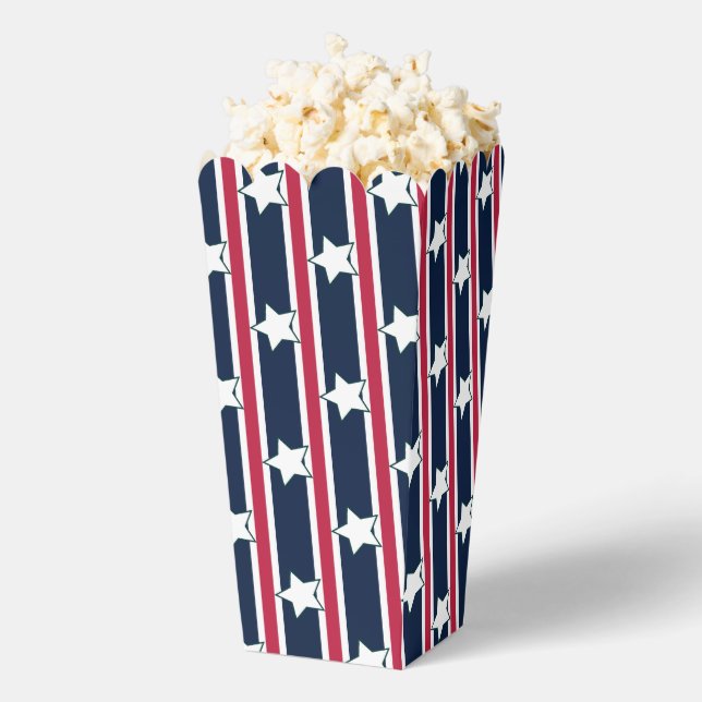 Fun and Fancy Patriotic Stars and Stripes Popcorn  Favor Box (Popped)