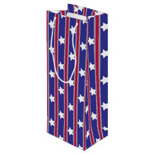 Fun and Fancy Patriotic Stars and Stripes Wine Gift Bag