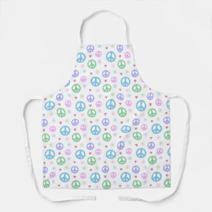 Fun and Fancy Peace Sign, Flowers & Hearts Apron