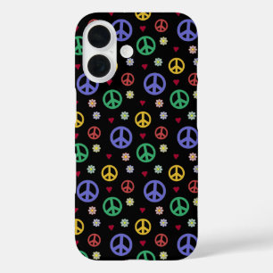 Fun and Fancy Peace Sign, Flowers & Hearts iPhone 16 Case