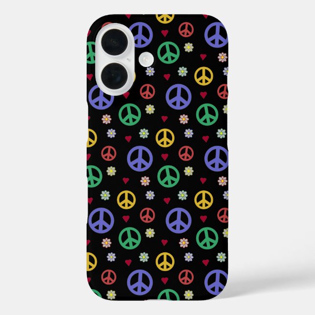 Fun and Fancy Peace Sign, Flowers & Hearts Case-Mate iPhone Case (Back)