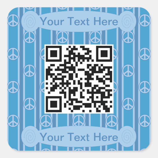 Fun and Fancy Peace Sign QR Code Square Sticker (Front)