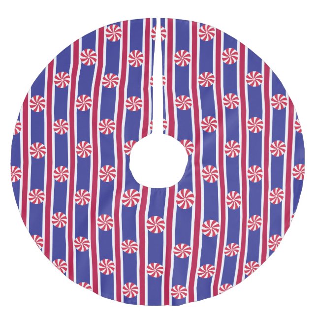Fun and Fancy Peppermint Candy Brushed Polyester Tree Skirt (Front)