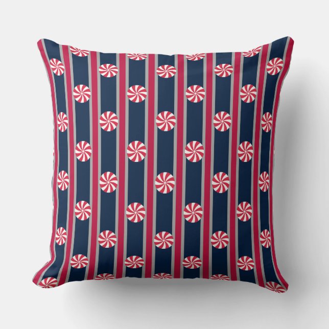 Fun and Fancy Peppermint Candy Throw Pillow (Front)