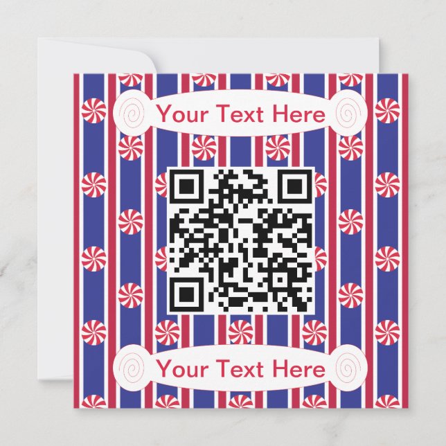 Fun and Fancy Peppermint QR Code Invitation (Front)