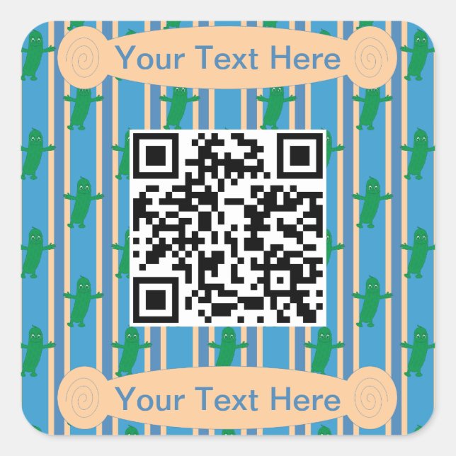 Fun and Fancy Pickle QR Code Square Sticker (Front)