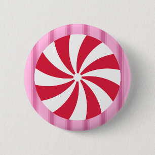 Fun and Fancy Pink Christmas Peppermint Candy 2 Inch Round Button