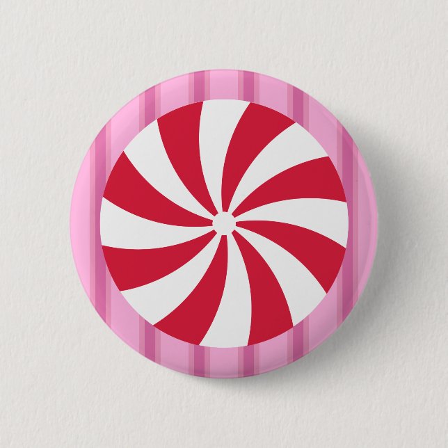 Fun and Fancy Pink Christmas Peppermint Candy 2 Inch Round Button (Front)