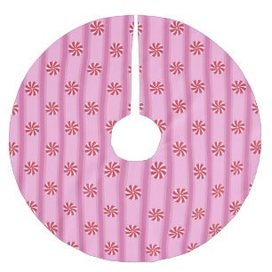 Fun and Fancy Pink Christmas Peppermint Candy Brushed Polyester Tree Skirt